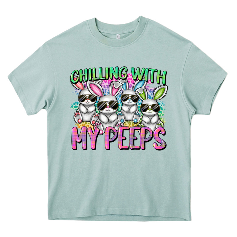 Chilling With My Peeps Easter Bunnies Heavy Core Tee by CowGirlArtShop | Teevron