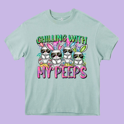 Chilling With My Peeps Easter Bunnies Heavy Core Tee Designed By Cowgirlartshop