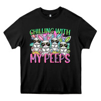 Black Chilling with my peeps Easter bunnies Heavy Core Tee - CowGirlArtShop
