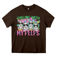Chocolate Brown Chilling with my peeps Easter bunnies Heavy Core Tee - CowGirlArtShop
