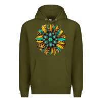 Army Green turquoise leopard sunflower Premium Hoodie - Jasminsmagicworld