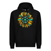 Black turquoise leopard sunflower Premium Hoodie - Jasminsmagicworld