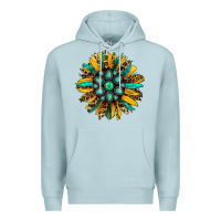 Blue Mist turquoise leopard sunflower Premium Hoodie - Jasminsmagicworld