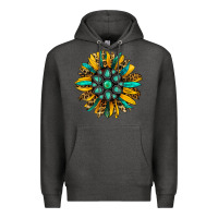 Charcoal Heather turquoise leopard sunflower Premium Hoodie - Jasminsmagicworld