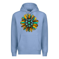Colony Blue turquoise leopard sunflower Premium Hoodie - Jasminsmagicworld
