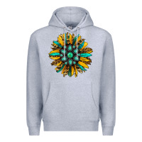 Heather Grey turquoise leopard sunflower Premium Hoodie - Jasminsmagicworld