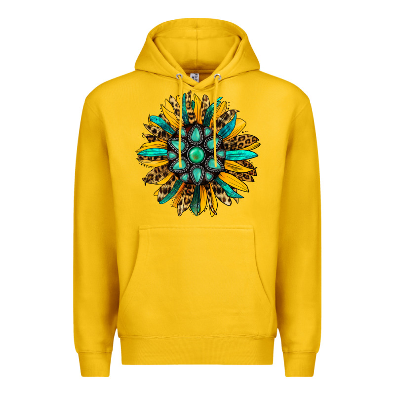 Turquoise Leopard Sunflower Premium Hoodie by Jasminsmagicworld | Teevron