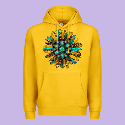 Turquoise Leopard Sunflower Premium Hoodie Designed By Jasminsmagicworld