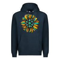 Navy turquoise leopard sunflower Premium Hoodie - Jasminsmagicworld