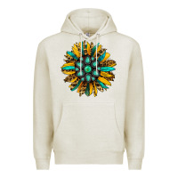Oatmeal Heather turquoise leopard sunflower Premium Hoodie - Jasminsmagicworld