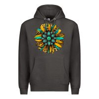 Smoke turquoise leopard sunflower Premium Hoodie - Jasminsmagicworld