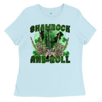 Baby Blue shamrock and roll Ladies Tee - FaDigitalArtStudio