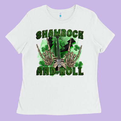 Shamrock And Roll Ladies Tee Designed By Fadigitalartstudio