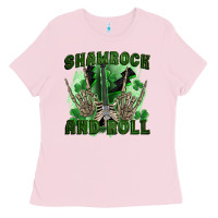 Bubblegum Pink shamrock and roll Ladies Tee - FaDigitalArtStudio