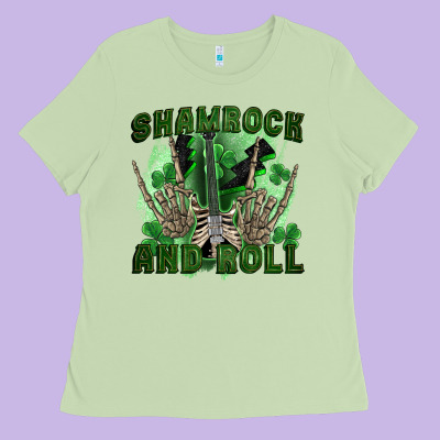 Shamrock And Roll Ladies Tee Designed By Fadigitalartstudio