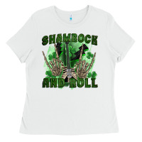 White shamrock and roll Ladies Tee - FaDigitalArtStudio
