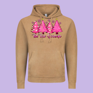 Tis The Season Pink Trees Vintage Hoodie Designed By Cowhidedigitalart
