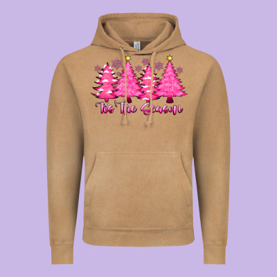 Tis The Season Pink Trees Vintage Hoodie Designed By Cowhidedigitalart