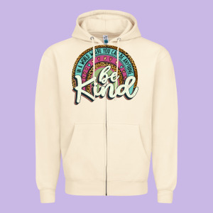 Be Kind   Leopard Zipper Hoodie Designed By Jahusdesignshop