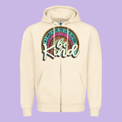 Be Kind   Leopard Zipper Hoodie Designed By Jahusdesignshop