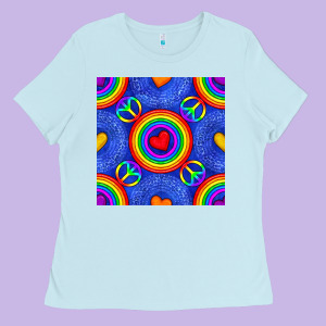 Pride Lgbtq Hearts And Peace Symbol Seamless Patte Ladies Tee Designed By Bundleandbundleshop