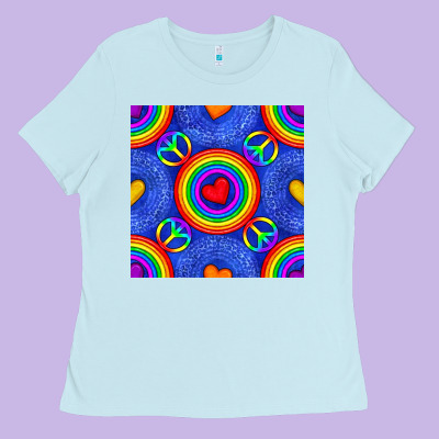 Pride Lgbtq Hearts And Peace Symbol Seamless Patte Ladies Tee Designed By Bundleandbundleshop