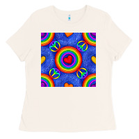 Bone Pride lgbtq hearts and peace symbol seamless patte Ladies Tee - BundleAndBundleShop