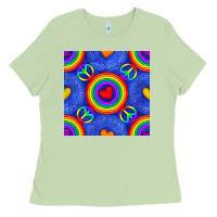 Matcha Pride lgbtq hearts and peace symbol seamless patte Ladies Tee - BundleAndBundleShop