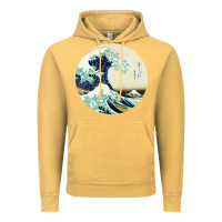 Vintage Mustard great wave Vintage Hoodie - linhVisuals