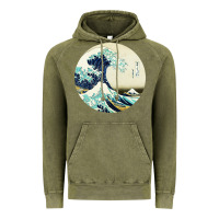Vintage Olive great wave Vintage Hoodie - linhVisuals