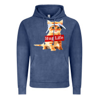 Vintage Denim hug life kitty cat Vintage Hoodie - linhVisuals