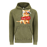 Vintage Olive hug life kitty cat Vintage Hoodie - linhVisuals