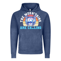 Vintage Denim skiing t  shirt ski goggles cat the meowtains are calling skier winter Vintage Hoodie - linhVisuals