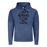 Vintage Denim the mountains are calling and i must go   black Vintage Hoodie - linhVisuals