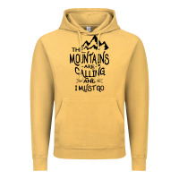 Vintage Mustard the mountains are calling and i must go   black Vintage Hoodie - linhVisuals