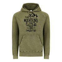 Vintage Olive the mountains are calling and i must go   black Vintage Hoodie - linhVisuals