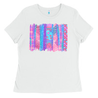 White Pink Easter Brushstrokes Ladies Tee - BundleAndBundleShop