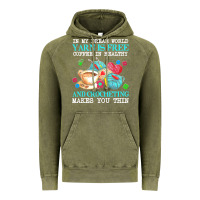 Vintage Olive yarn t  shirt in my dream world yarn is free, coffee is healthy and cr Vintage Hoodie - linhVisuals