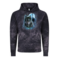 Cloud Black t shirt, grey wolf hunting ground, icy moon, forest, galaxy Vintage Hoodie - linhVisuals