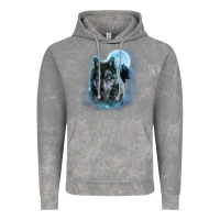 Cloud Rock t shirt, grey wolf hunting ground, icy moon, forest, galaxy Vintage Hoodie - linhVisuals