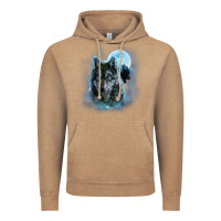 Vintage Coffee t shirt, grey wolf hunting ground, icy moon, forest, galaxy Vintage Hoodie - linhVisuals