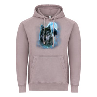 Vintage Zinc t shirt, grey wolf hunting ground, icy moon, forest, galaxy Vintage Hoodie - linhVisuals