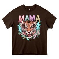 Chocolate Brown Mama tiger lightning bolt Heavy Core Tee - HowdyJamesFarm
