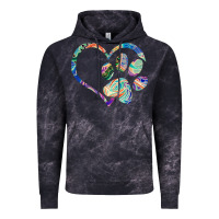 Cloud Black dog paw print tie dye rainbow dog lover rescue retro 70s t shirt Vintage Hoodie - linhVisuals