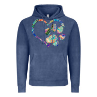 Vintage Denim dog paw print tie dye rainbow dog lover rescue retro 70s t shirt Vintage Hoodie - linhVisuals