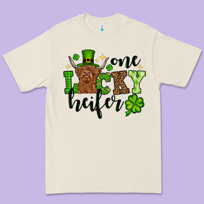 St. Patrick's Day One Lucky Heifer Premium Tee Designed By Oliviacreatesart