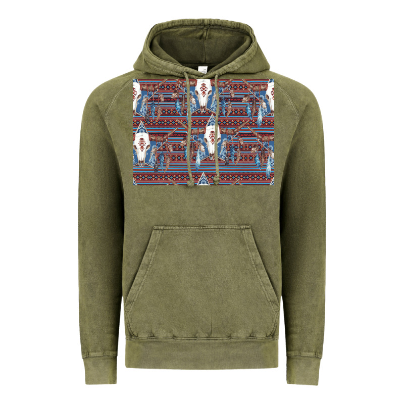 Bull Skull Pattern Vintage Hoodie by CowhideDigitalArt | Teevron