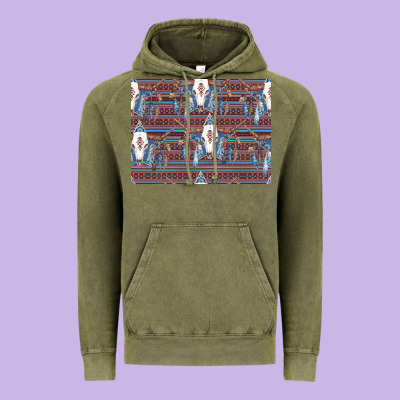 Bull Skull Pattern Vintage Hoodie Designed By Cowhidedigitalart