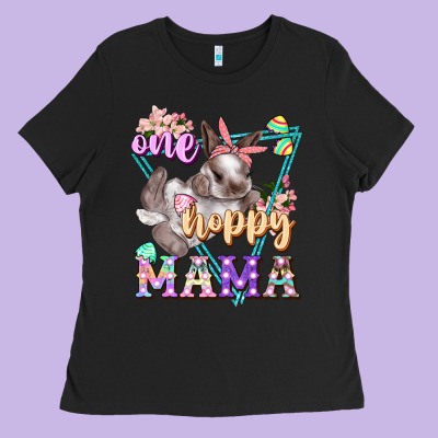 One Hoppy Mama Ladies Tee Designed By Fadigitalartstudio