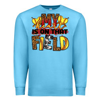 Ocean Blue softball my heart is on that field Premium Sweatshirt - RanaPortraitStore